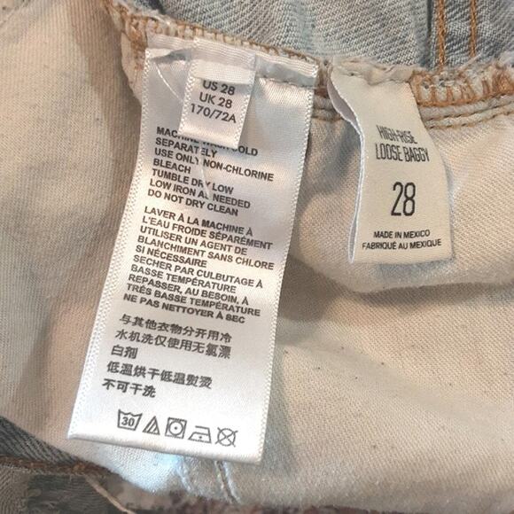 Urban Outfitters BDG High Rise Loose Baggy Oversized Distress Wide Leg Jeans 28 - Picture 9 of 12